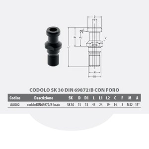 Aag02 - Codolo Per Coni Portautensili Iso 30