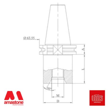Cono portautensile ISO 40 attacco 1/2 Gas - Cobalm, Donatoni, Bavelloni e altro - IMS