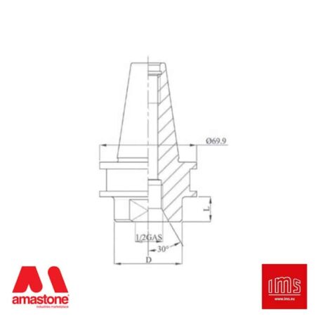 Cono portautensile ISO 40 attacco 1/2 Gas - Agut Prussiani Nuovo Tipo - IMS