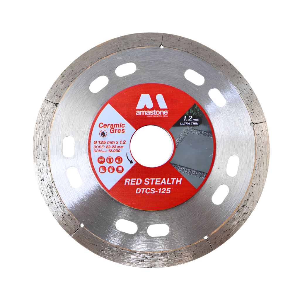 Red Stealth Disco Diamantato Taglio Ceramica Smerigliatrice Spessore 1.2mm Ø125 Mm Amastone Red Stealth Disco Diamantato Taglio Ceramica Smerigliatrice Spessore 1.2mm Ø125 Mm Amastone