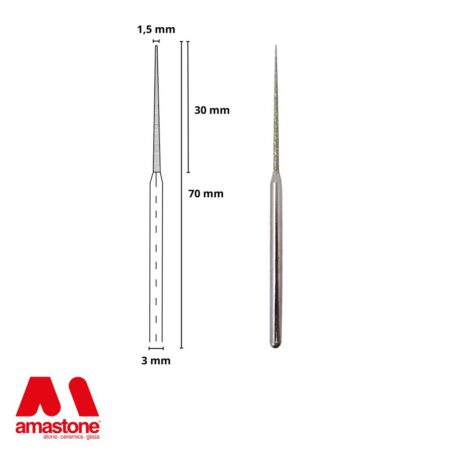 Punta Diamantata Elettrodeposta Spessore 1,5 Mm Altezza Utile 30mm Gambo 3 Mm Amastone