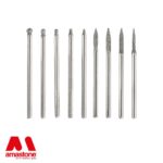 Set 30 Punte Diamantate Elettrodeposte Gambo 3mm Testa Cilindrica Sferica Amastone
