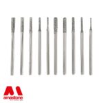 Set 30 Punte Diamantate Elettrodeposte Gambo 3mm Testa Sfera Piatta Amastone