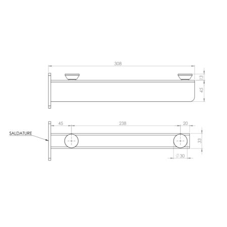 Staffa Di Sostegno Lunghezza 30 Cm Disegno Misure